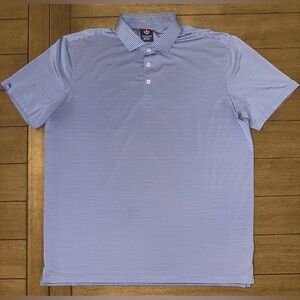Donald Ross Sport Mens XL Golf Polo Shirt Short Sleeved Striped Blue Gray